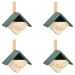 vidaXL Birdhouse | Set of 4 | Green and natural wood | Solid Firwood | Small 1
