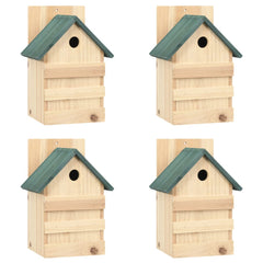 vidaXL Birdhouse | Set of 4 | Natural wood, Green | Firwood | Small | Ornaments 1