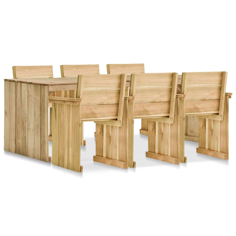 7 Piece Outdoor Dining Set Impregnated Pinewood