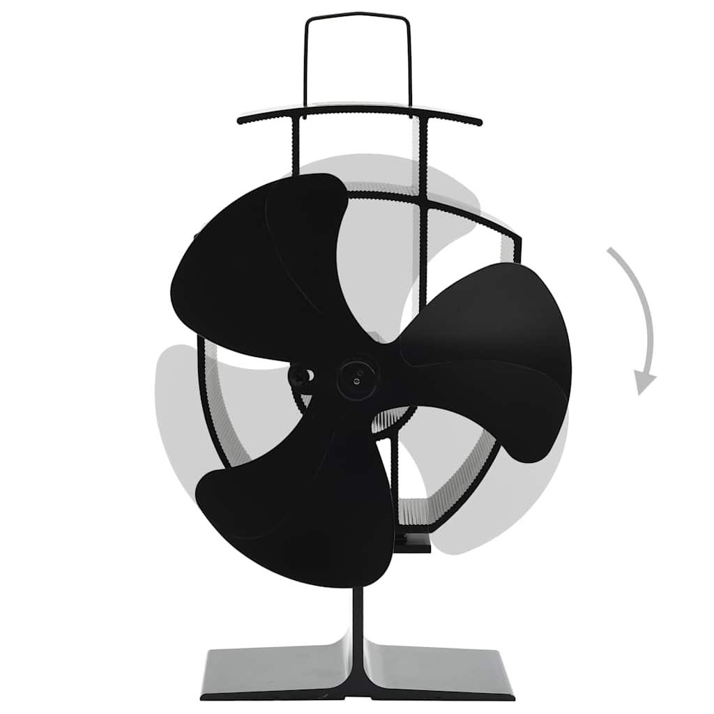 vidaXL Heat Powered Stove Fan 3 Blades Black 4