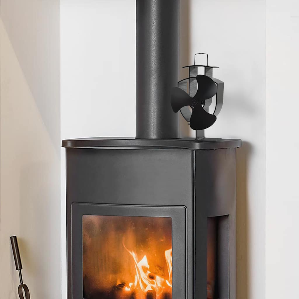 Heat Powered Stove Fan 2 Blades Black Height 22.5 cm 13.5 cm 8.5 cm 3 blades