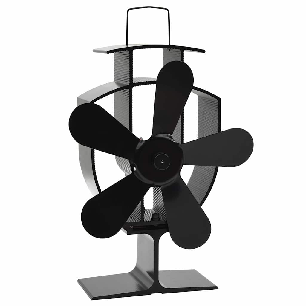 vidaXL Heat Powered Stove Fan 5 Blades Black 2