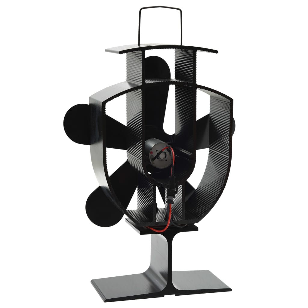vidaXL Heat Powered Stove Fan 5 Blades Black 3