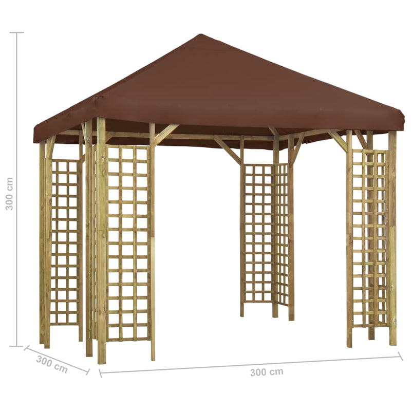 Gazebo 3x3 m Brown