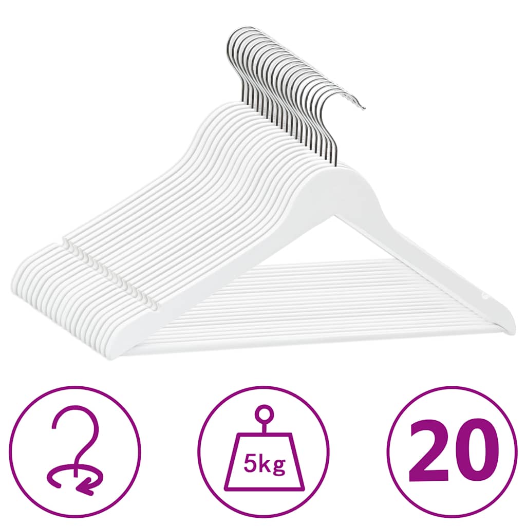 289914 vidaXL 20 pcs Clothes Hanger Set Non-slip White Hardwood 1