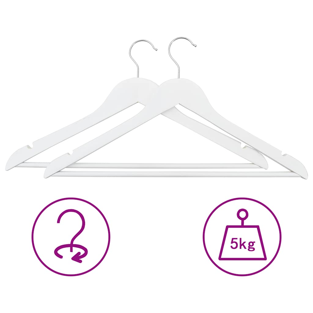 289914 vidaXL 20 pcs Clothes Hanger Set Non-slip White Hardwood 6