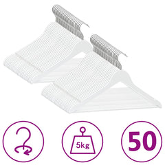 vidaXL Hanger | Set of 50 | White | Hardwood, Metal | Standard | Non-slip 1