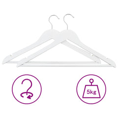 vidaXL Hanger | Set of 50 | White | Hardwood, Metal | Standard | Non-slip 3
