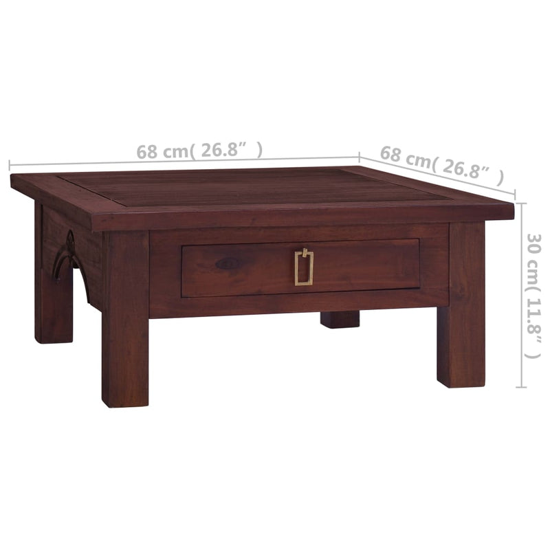 Coffee Table Classical Brown 68x68x30 cm Solid Mahogany Wood