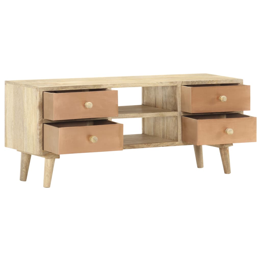 vidaXL TV Cabinet | Natural wood with copper accents | Solid Mango Wood | Medium 3
