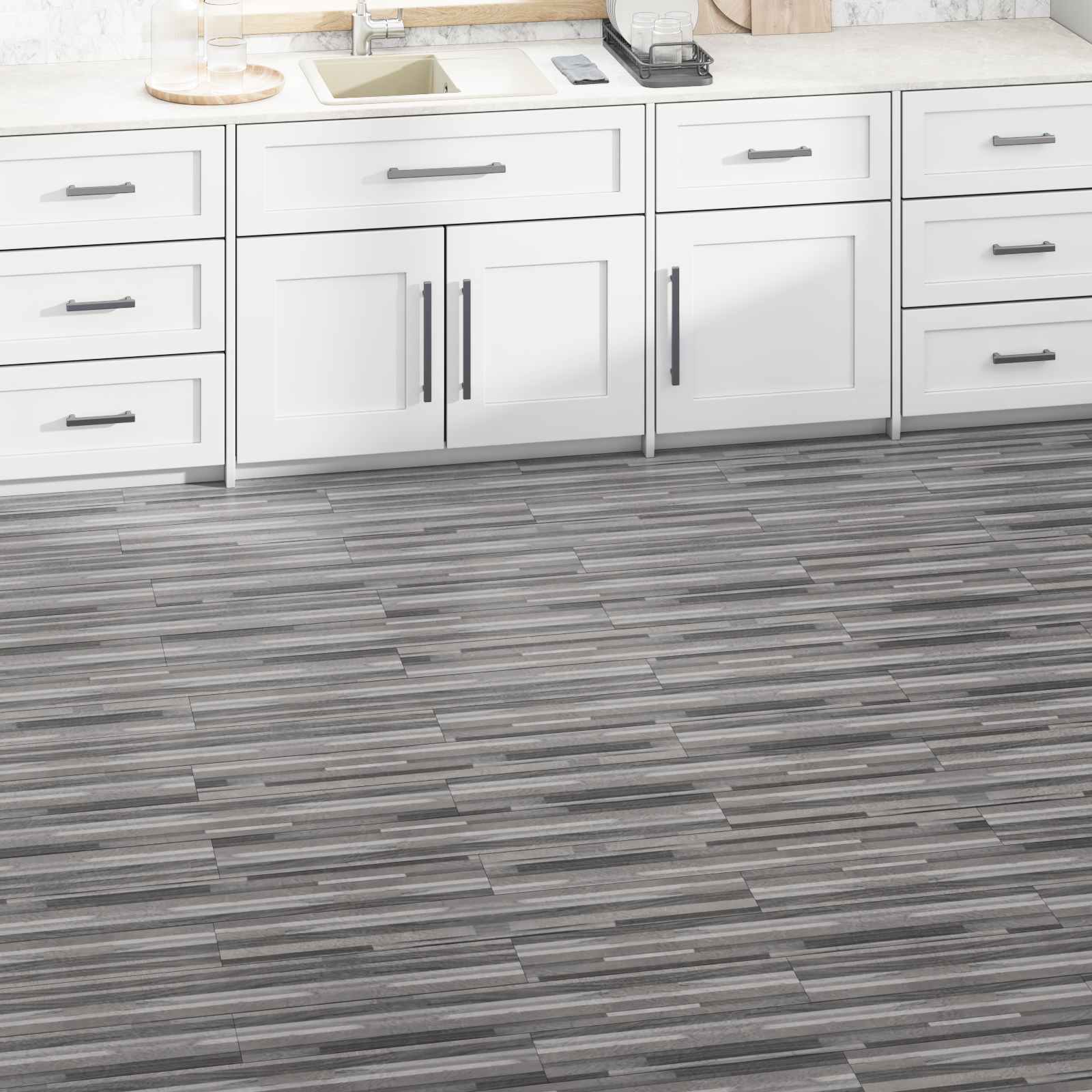 vidaXL Flooring Planks Striped grey 5.02 m² 36 pcs PVC 1