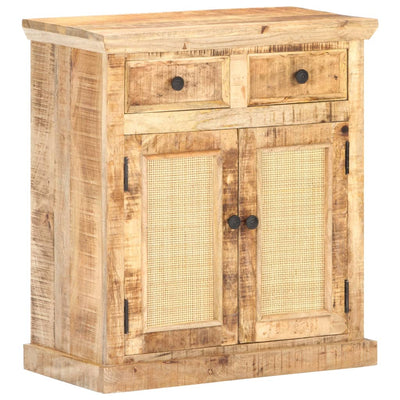 Sideboard 65x32x70 cm Solid Mango Wood and Natural Cane