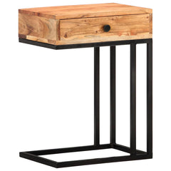 vidaXL Side Table | Natural Wood | Solid Acacia Wood, Powder-Coated Steel 1