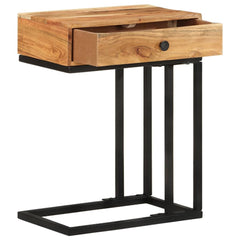 vidaXL Side Table | Natural Wood | Solid Acacia Wood, Powder-Coated Steel 2