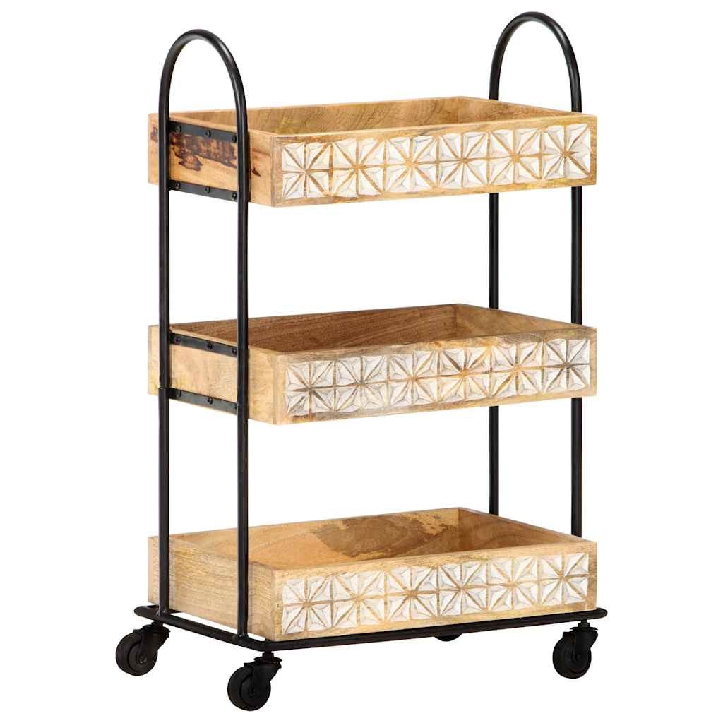 289093 vidaXL 3-Tier Kitchen Trolley 46x30x76 cm Solid Mango Wood 1