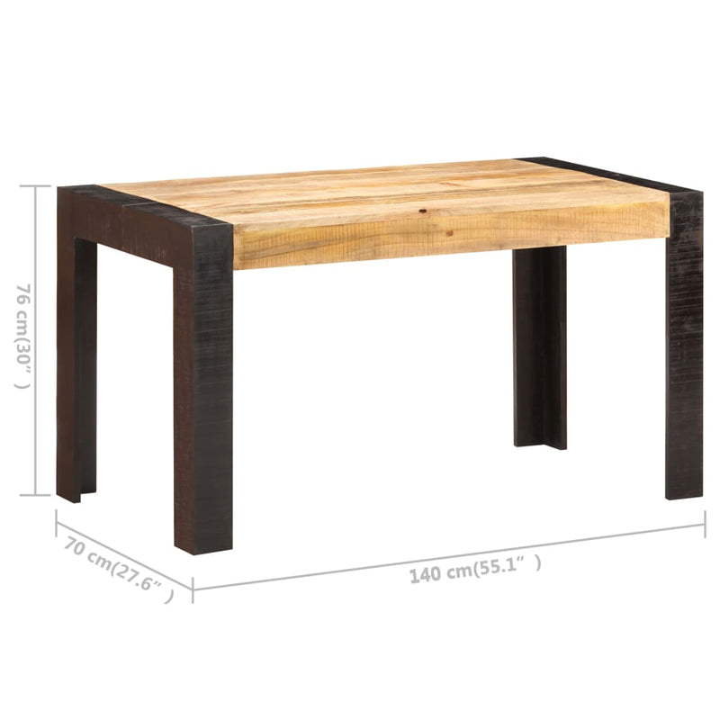 Dining Table 140x70x76 cm Solid Rough Mango Wood