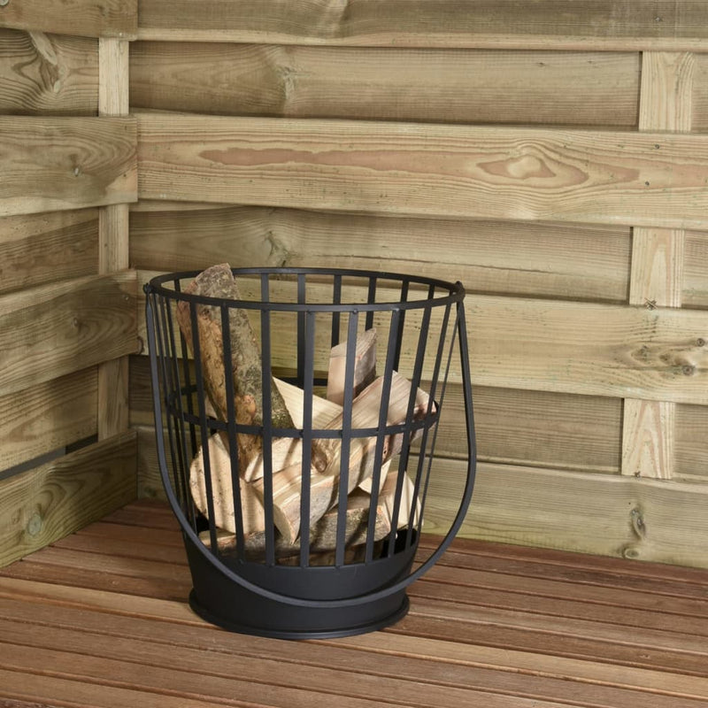 ProGarden Fire Log Basket with Handle Metal Black