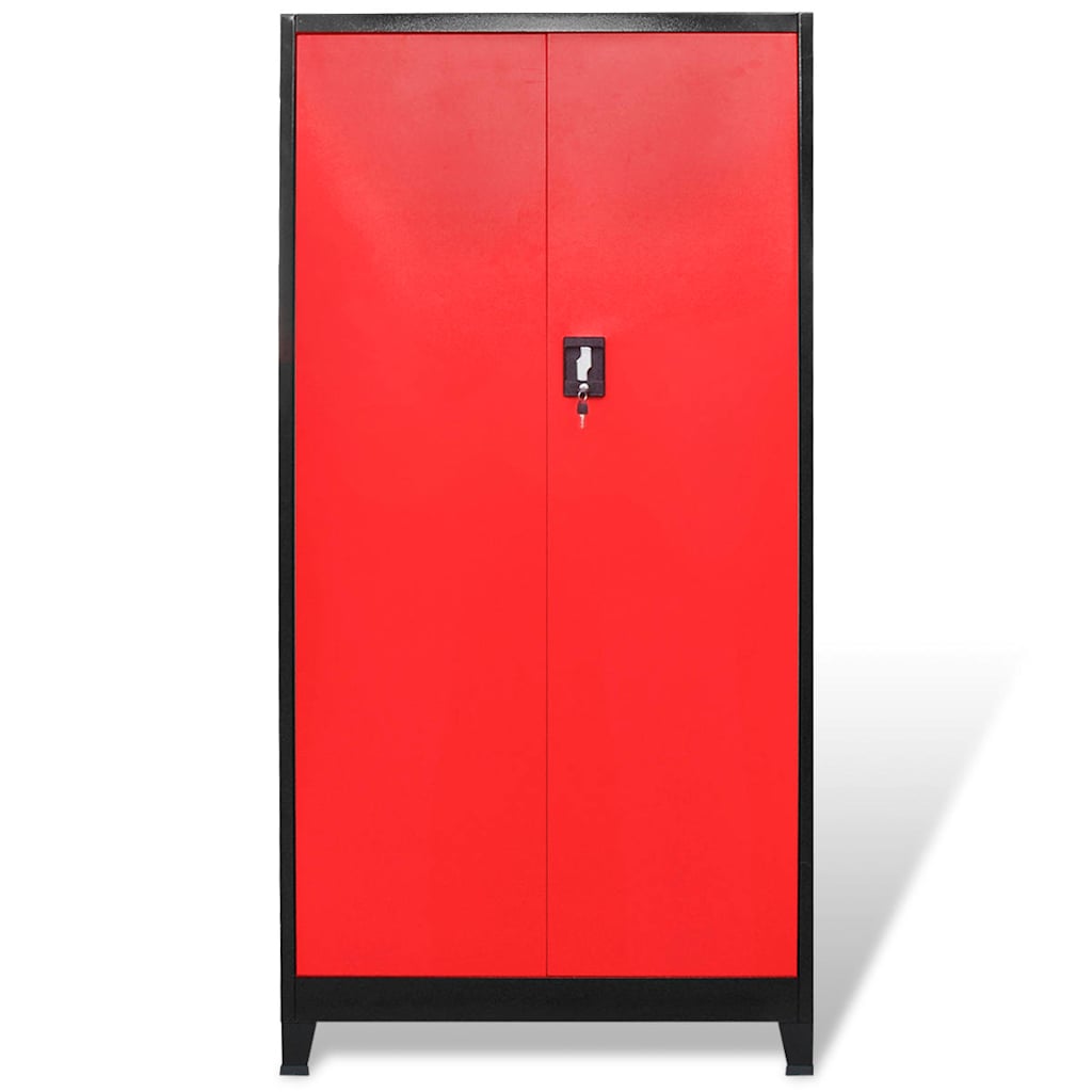 vidaXL Tool Cabinet with Tool Chest Steel 90x40x180 cm Red and Black 4