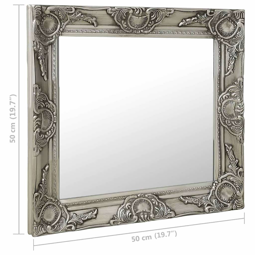 vidaXL Wall Mirror | Silver | Wood, glass and engineered wood | 50 cm x 50 cm 6