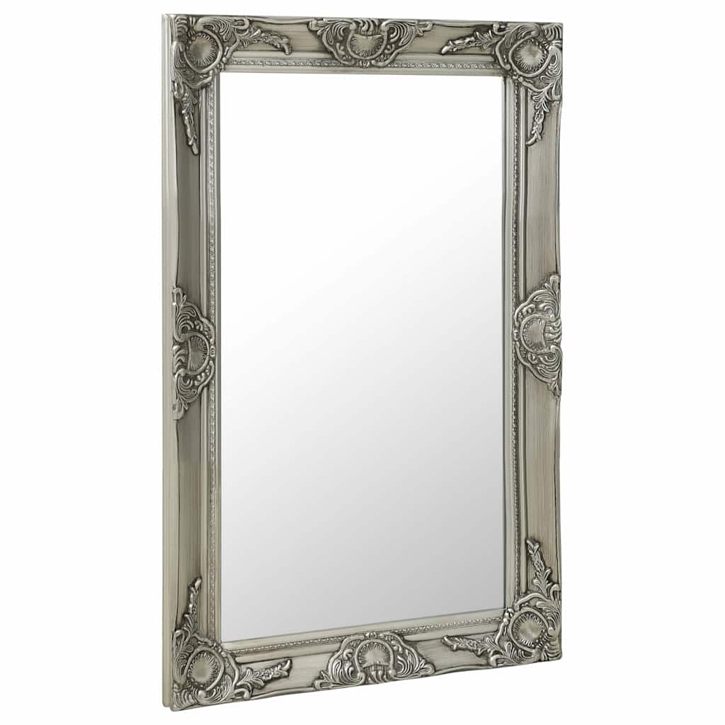 Wall Mirror Baroque Style Width 50 cm Silver 80 cm
