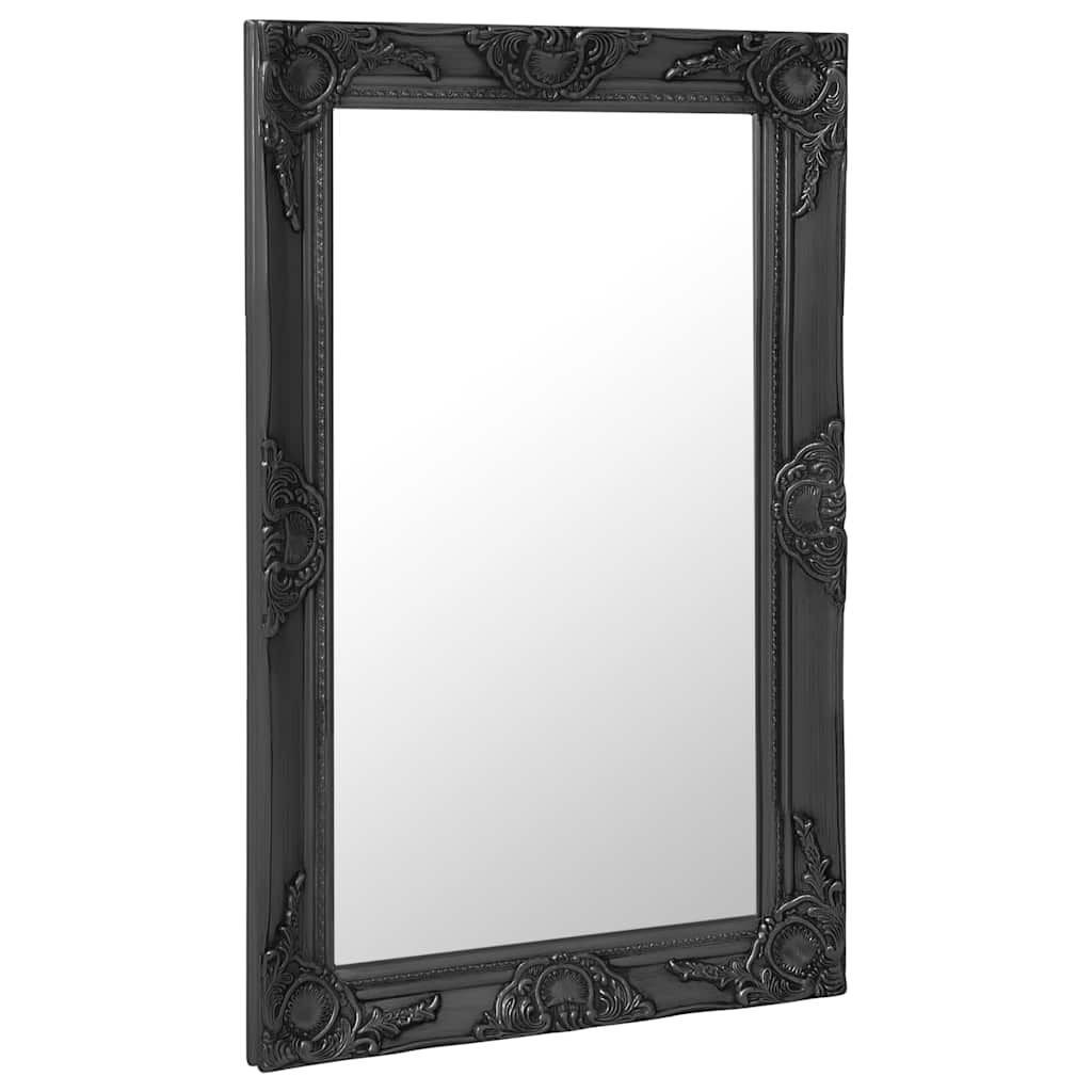 Wall Mirror Baroque Style Width 50 cm Black 80 cm