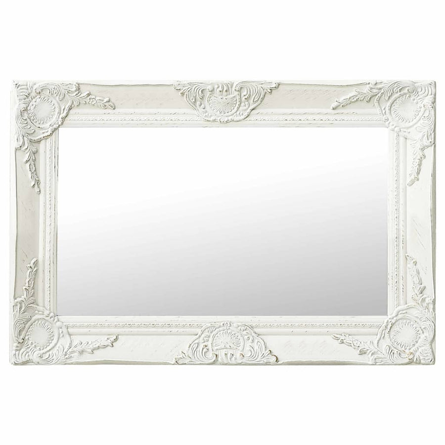 vidaXL Wall Mirror | White | Wood, Glass, Engineered Wood | 60x40 cm 1