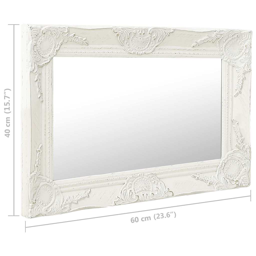 vidaXL Wall Mirror | White | Wood, Glass, Engineered Wood | 60x40 cm 6