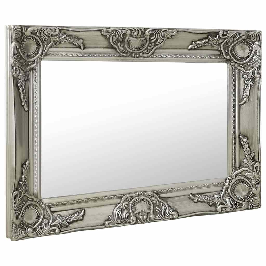 Wall Mirror Baroque Style Width 60 cm Silver