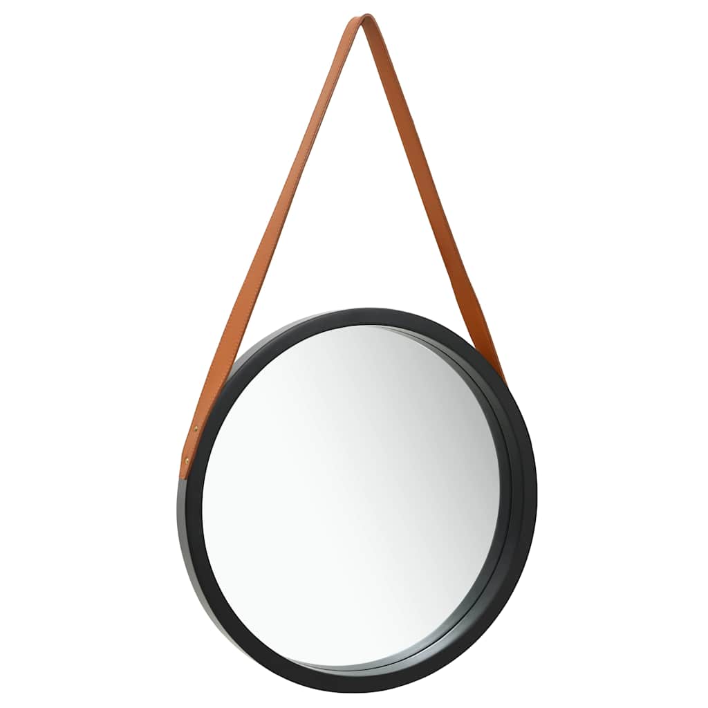 vidaXL Wall Mirror with Strap 40 cm Black 1