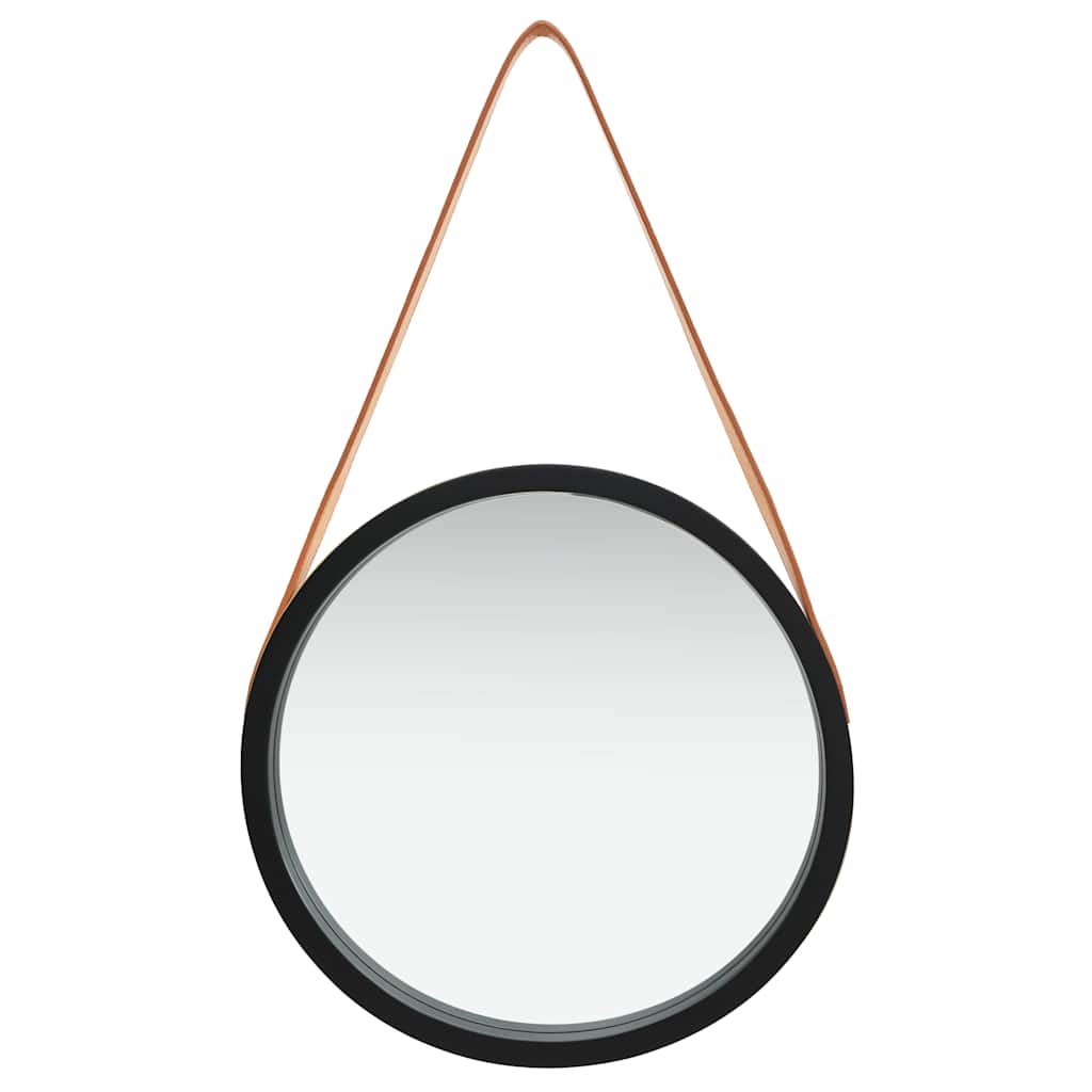 vidaXL Wall Mirror with Strap 40 cm Black 2