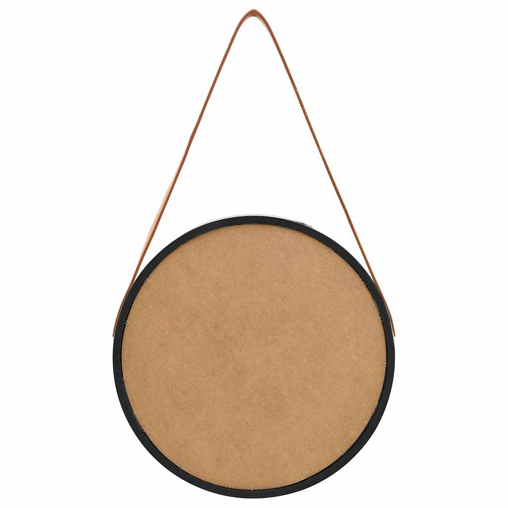 vidaXL Wall Mirror with Strap 40 cm Black 5