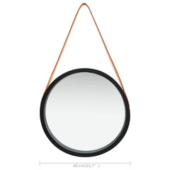 vidaXL Wall Mirror with Strap 40 cm Black 6