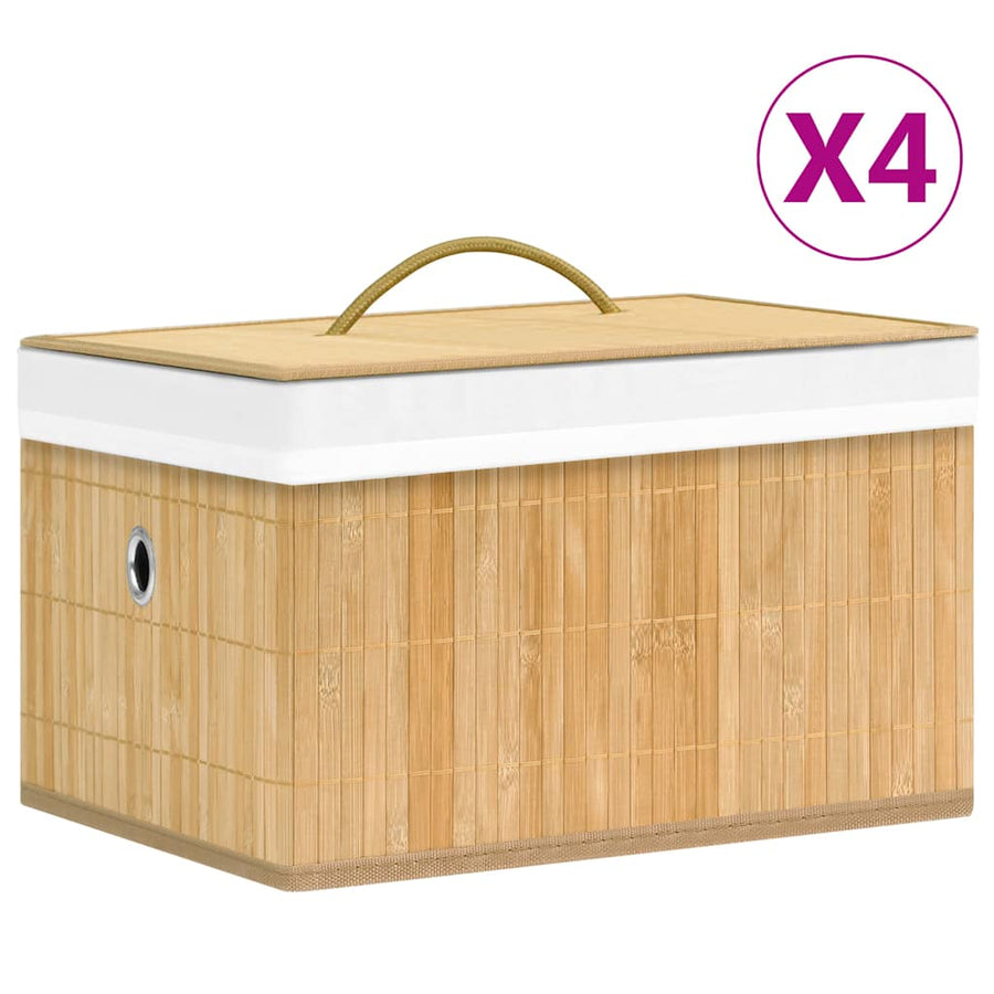vidaXL Bamboo Storage Boxes 4 pcs 1