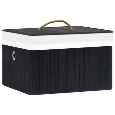 Bamboo Storage Boxes 4 pcs Black