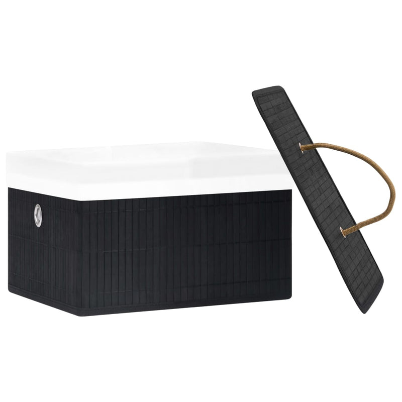 Bamboo Storage Boxes 4 pcs Black