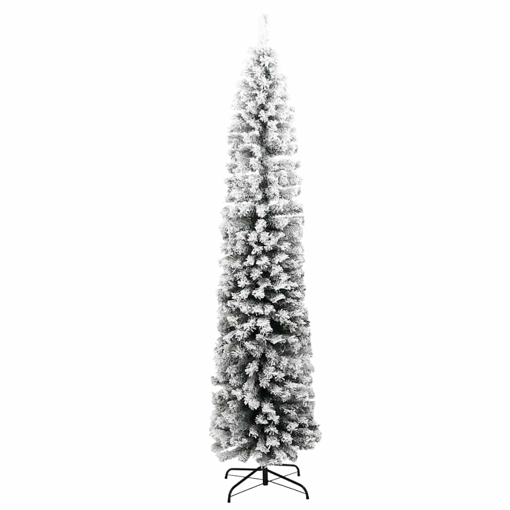 vidaXL Slim Artificial Christmas Tree with Flocked Snow Green 180 cm PVC 3