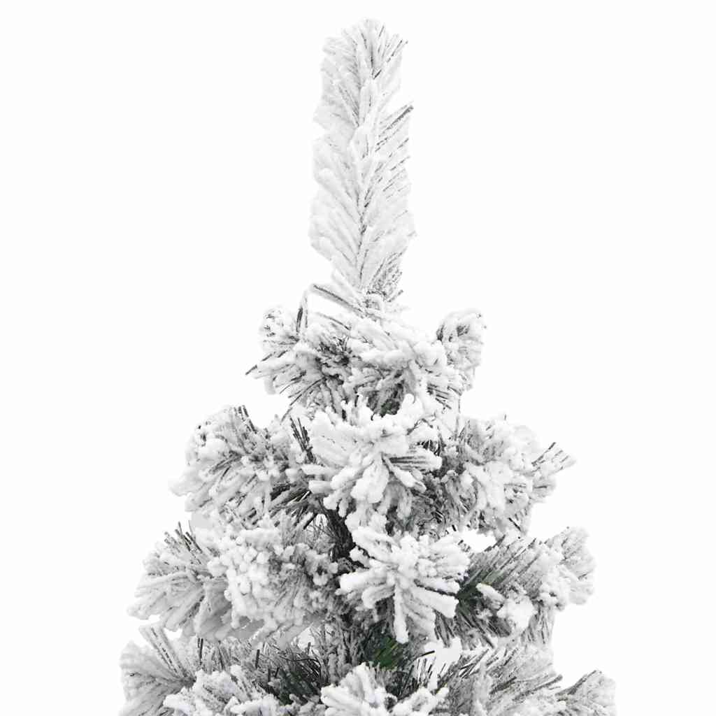 vidaXL Slim Artificial Christmas Tree with Flocked Snow Green 180 cm PVC 4