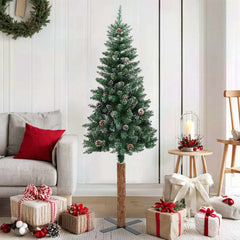 vidaXL Christmas Tree | Green | PVC, pine wood, powder-coated steel | Slim 1