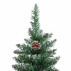 vidaXL Slim Christmas Tree with Real Wood and White Snow Green 180 cm 4