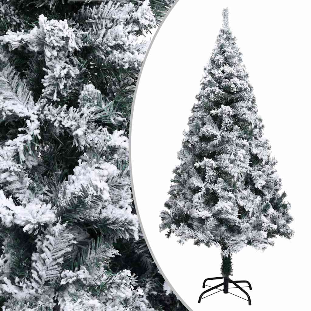 vidaXL Artificial Christmas Tree | Green with flocked snow | PVC, Metal 1