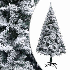 vidaXL Artificial Christmas Tree | Green with flocked snow | PVC, Metal 1