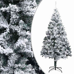 vidaXL Artificial Christmas Tree with Flocked Snow Green 180 cm PVC 1