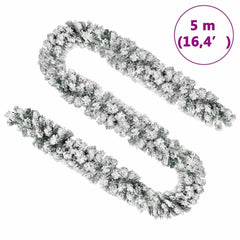 vidaXL Christmas Garland with Flocked Snow Green 5 m PVC 6