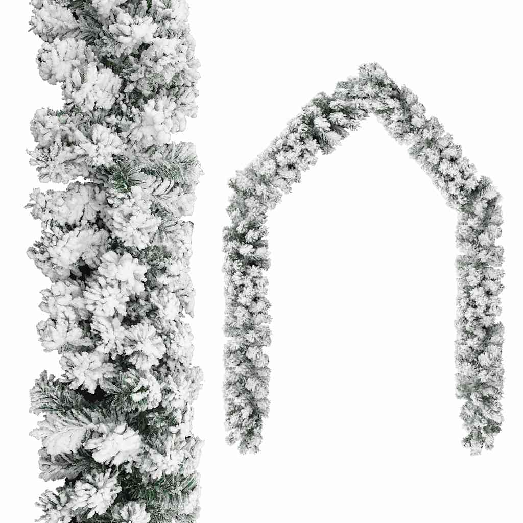 vidaXL Christmas Garland with Flocked Snow Green 10 m PVC 1