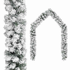 vidaXL Christmas Garland with Flocked Snow Green 10 m PVC 1