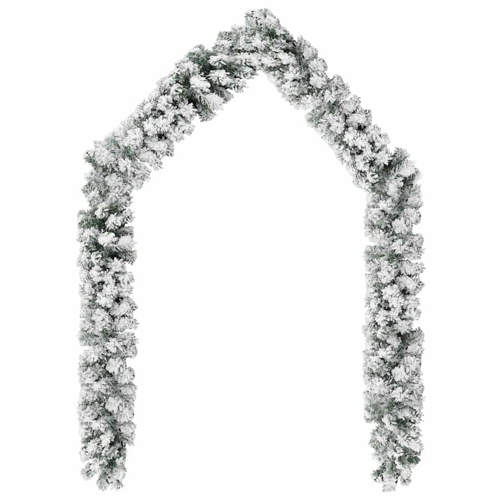 vidaXL Christmas Garland with Flocked Snow Green 10 m PVC 2