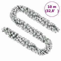 vidaXL Christmas Garland with Flocked Snow Green 10 m PVC 5