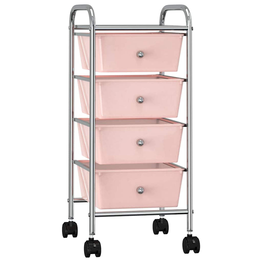 vidaXL 4-Drawer Mobile Storage Trolley Pink Plastic 1
