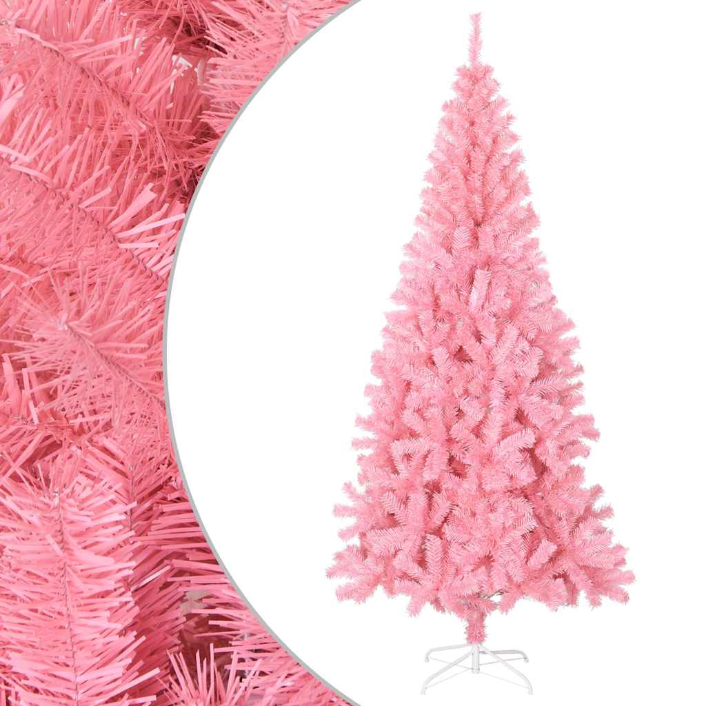 vidaXL Artificial Christmas Tree with Stand Pink 210 cm PVC 1