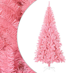 vidaXL Artificial Christmas Tree with Stand Pink 210 cm PVC 1